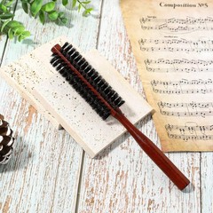 Boar Bristle Hair Brush Round Travel Wood Handle Beard Brush Thin Short Hair