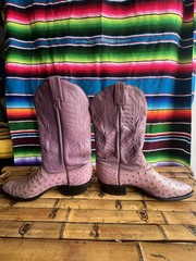 Tony Lama 5123 Purple Leather Ostrich Print Western Cowboy Boots Men’s 11.5D