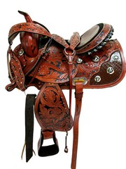 GAITED WESTERN SADDLE 17 16 15 PLEASURE SHOW HORSE TRAIL TOOLED LEATHER TACK SET
