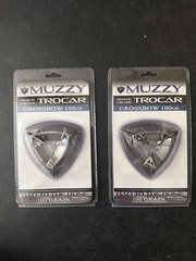 Muzzy Trocar Crossbow 100gr 3-Blade Fixed Broadheads Hunting Archery- 2 Pack NEW