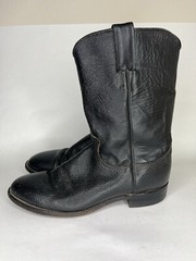 Justin black leather cowboy boots pointed toe J40594 Men Sz 8.5D Made In USA