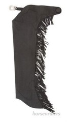 Western Equitation Show Chaps – Black Synthetic Suede -Elastic Fit – XS,S,M,L,XL