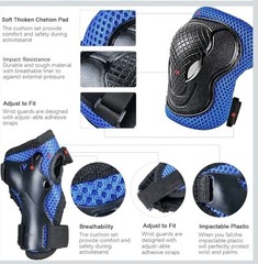 6 in 1 Kids/4-12 Years Protective Gear Set, 2Knee Pads 2Elbow Pads 2Wrist Pads