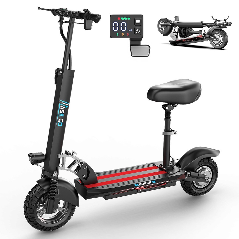 10″ inflatable tires, 48V electric scooter, folding handlebars and removable sea