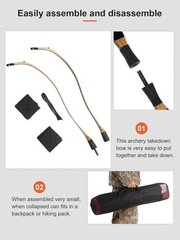 52″ Traditional Takedown Recurve Bow 25-40lb for Archery Shooting Hunting Target
