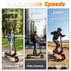 AOVOPRO 800W Electric Scooter, Max 30 Miles Long Range with Dual Suspension