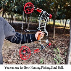Dual-Use Compound Bow 30-60LBS Arrow/Steel Ball 25-30″ Hunting Target Shooting