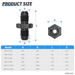 TAILONZPCS Male to Male Adapter Straight Aluminum Black Pipe Fitting, 6AN 3