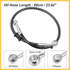 60cm 23.62″ 10mm Motorcycle Braided Brake Clutch Oil Hoses Line Pipe Clutch