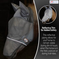 Derby UV-Blocker Premium Reflective Horse Fly Mask with Ears and Nose Cover