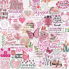 100PCS Pink Bible Verse Stickers | Christian Faith Jesus Quote Vinyl Decals