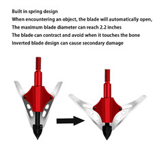 12Pcs BloodRunner Hunting Broadheads 100Gr 2 Spring Slide Retractable Blade Tip