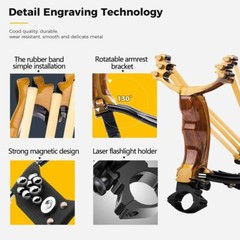 Pro Hunting Slingshot with Folding Wrist Support High Velocity Catapult Shooter