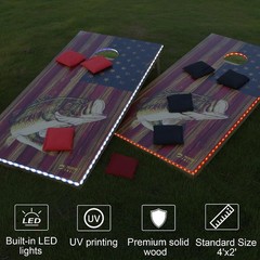 LED Cornhole Board Set 4×2 Waterproof Wood with RGB Lights & Bags
