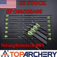 30″Pure Carbon Arrows Straightness0.003 for Recurve/Compound Bow Archery Hunting