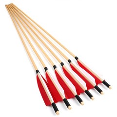 12X 32″ Archery Wooden Arrows 5″ Feather Field Tips Traditional Bow Longbow Hunt