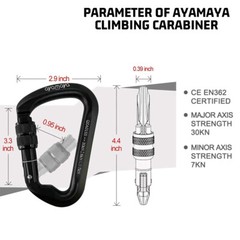 30KN D-Shape Aluminum Screw Locking Carabiner Climbing Rescue Caving Hook Buckle