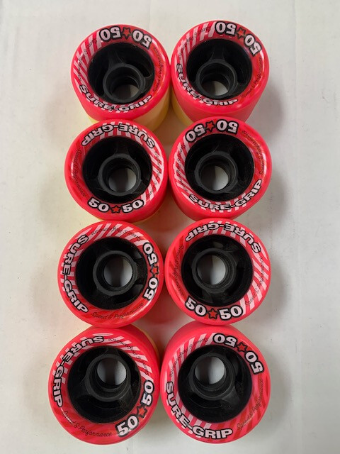 Sure Grip 5050 speed roller skate wheels 62mm Pink/white 95a Poly BD USA