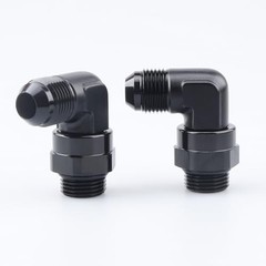 -8 AN Male to -8 AN ORB 90 Degree Swivel Fitting AN8 to AN8 – 2PCS Black