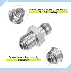 6 Pcs 304 Stainless Steel Straight Grease Fitting Thread Hydraulic M8 x 1mm