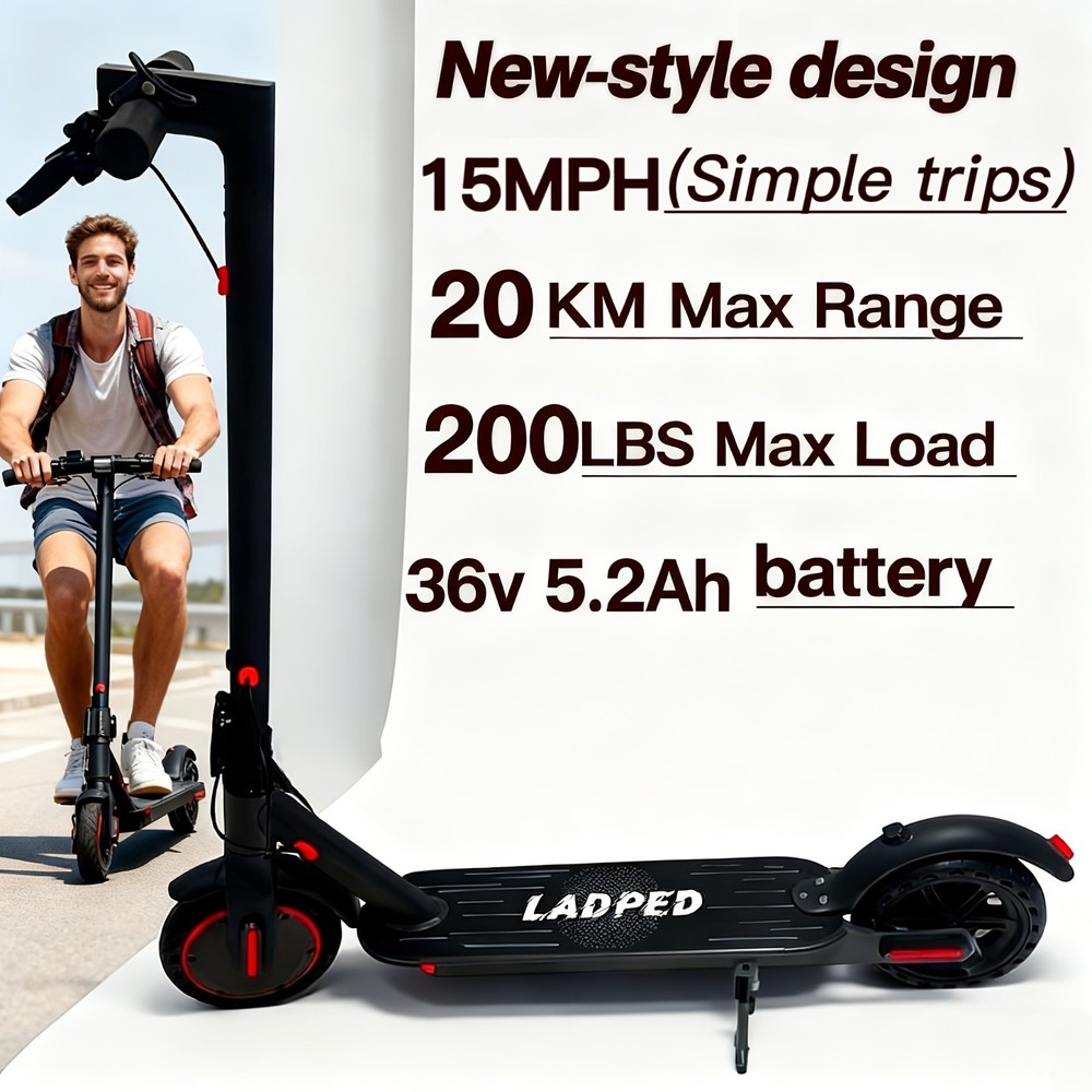 Ladped 8.5″ Foldable Electric Scooter 20KM Adult Folding E-Scooter 15mph