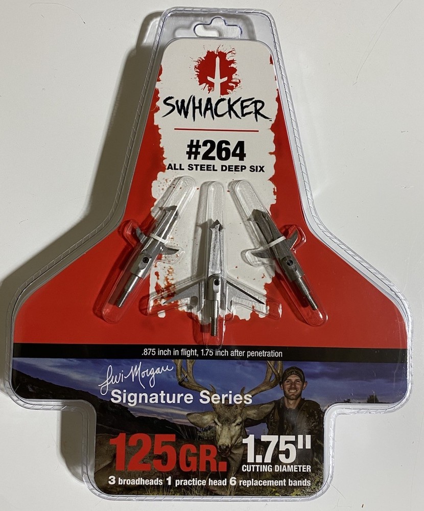 Swhacker Broadheads #264 Deep Six 2 Blade 125 Grain – 1.75” Cut Bowhunter New!
