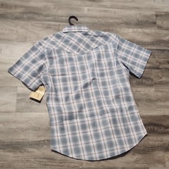 Wrangler George Strait Cowboy Cut Western Gray Plaid Short Sleeve Snap Shirt