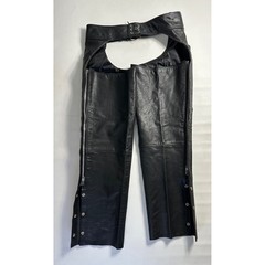 Unik Premium Vintage Sz XL Black Leather Motorcycle Chaps Biker Buckle Belt