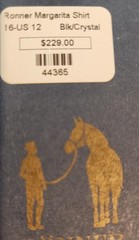NEW RONNER Sz 12 Black +Crystal Horse Bit Equestrian Riding Margarita Shirt $229