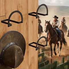 Chinpakden 4 Pack Cowboy Hat Hooks, Wall Mount Rack Holder 4 Pack, Black