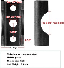 4 Pack Trailer Spring Perch Seats for 2-3/8″ Round Axle, U Saddle Leaf Spring Br