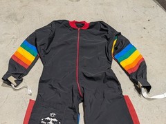 Vintage Flite Suit Skydiving Jumpsuit Rainbow Stripes Black (US)
