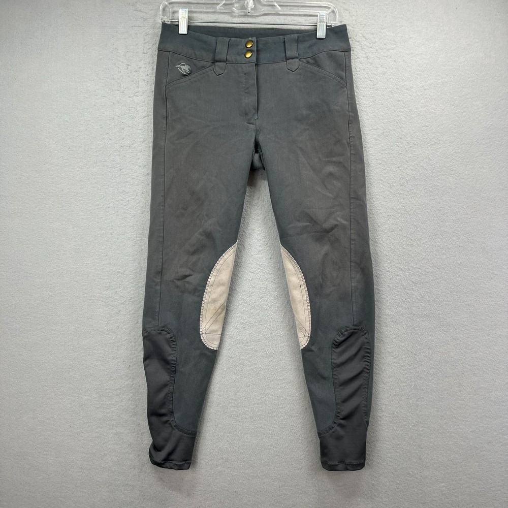 Piper Riding Breeches Women 30* Gray Stretch Patch Equestrian Performance Pants