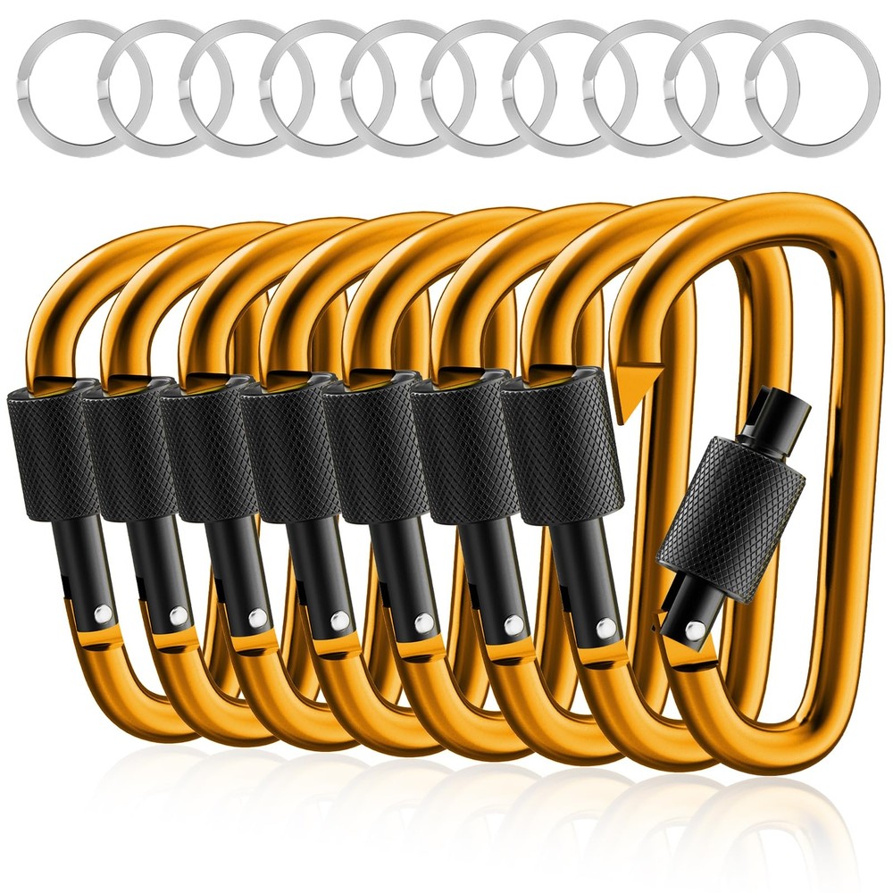 8 Pack 3 Inch Locking Carabiner Clips D Ring Spring Snap Keychain Hook for Leash
