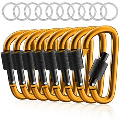 8 Pack 3 Inch Locking Carabiner Clips D Ring Spring Snap Keychain Hook for Leash