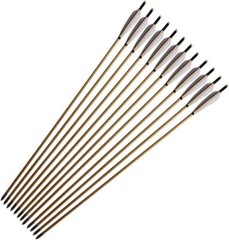 12Pcs 33″ Wooden Arrow LongBow Hunting Red Lightning Turkey Feather Fletching