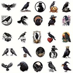 GOTHIC CROW RAVEN WATERPROOF STICKERS – RANDOM LOT OF 10