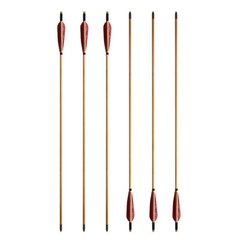 12Pcs 33″ Wooden Arrow LongBow Hunting Red Lightning Turkey Feather Fletching