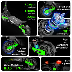 EOEOTWO GT06 Electric Scooter for Adults Foldable 30MPH Off-road E-scooter