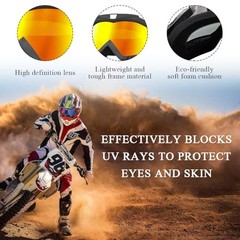 Dirt Bike Goggles, Windproof ATV Off-Road Goggle, Wide Vision Riding Black-red