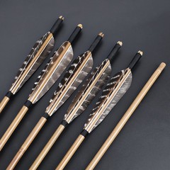 12X 33″ Archery Bamboo Arrows 5″ Feather Traditional Longbow Recurve Bow Hunting