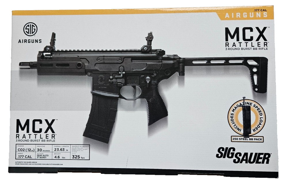 Sig Sauer Semi-Auto MCX Rattler with 3-Round Full Auto Burst CO2 BB Air Rifle