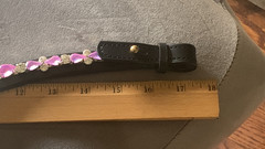 BLACK LEATHER PINK CRYSTAL BROWBAND X Full 17.5″ Fuschia & Clear rhinestones