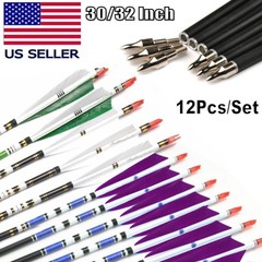 12x 30″/32″ Carbon Arrows Turkey Feather Spine 500 Hunting Compound Recurve Bow