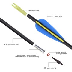 Mixed Carbon Arrow 30″ Archery Targeting Hunting Practice Arrows Power Shooting