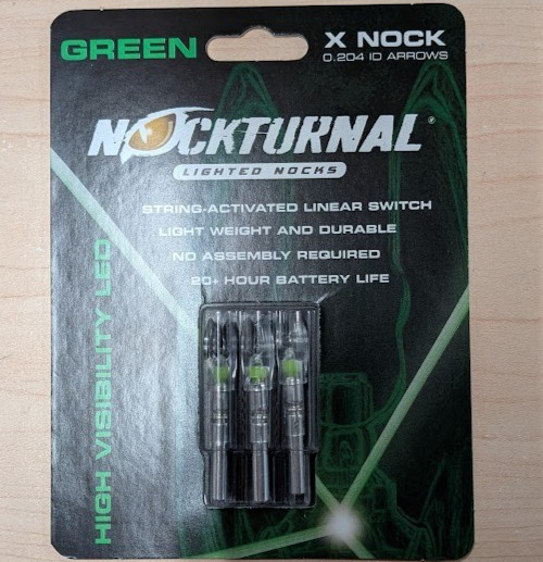 @NEW@ 3– Nockturnal Green Lighted Nocks NT-102 X .204 Arrow Nock axis rip