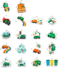 100Pcs Garbage Truck Stickers for Water Bottle, Laptop – Trash Truck Stickers –