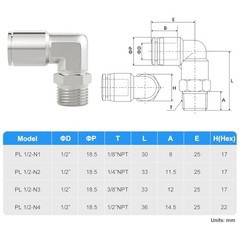304 Stainless Steel Male Elbow – 1/2 Inch Tube OD x 1/2 Inch NPT Thread 90