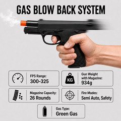 AirGrix WE-Tech P99 Semi Auto CO2 Blowback Airsoft — 320–350 FPS — 24rd Mag