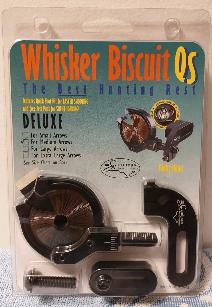 Carolina Archery WHISKER BISCUIT QS DELUXE Black Medium Arrow RH Bowhunting Rest